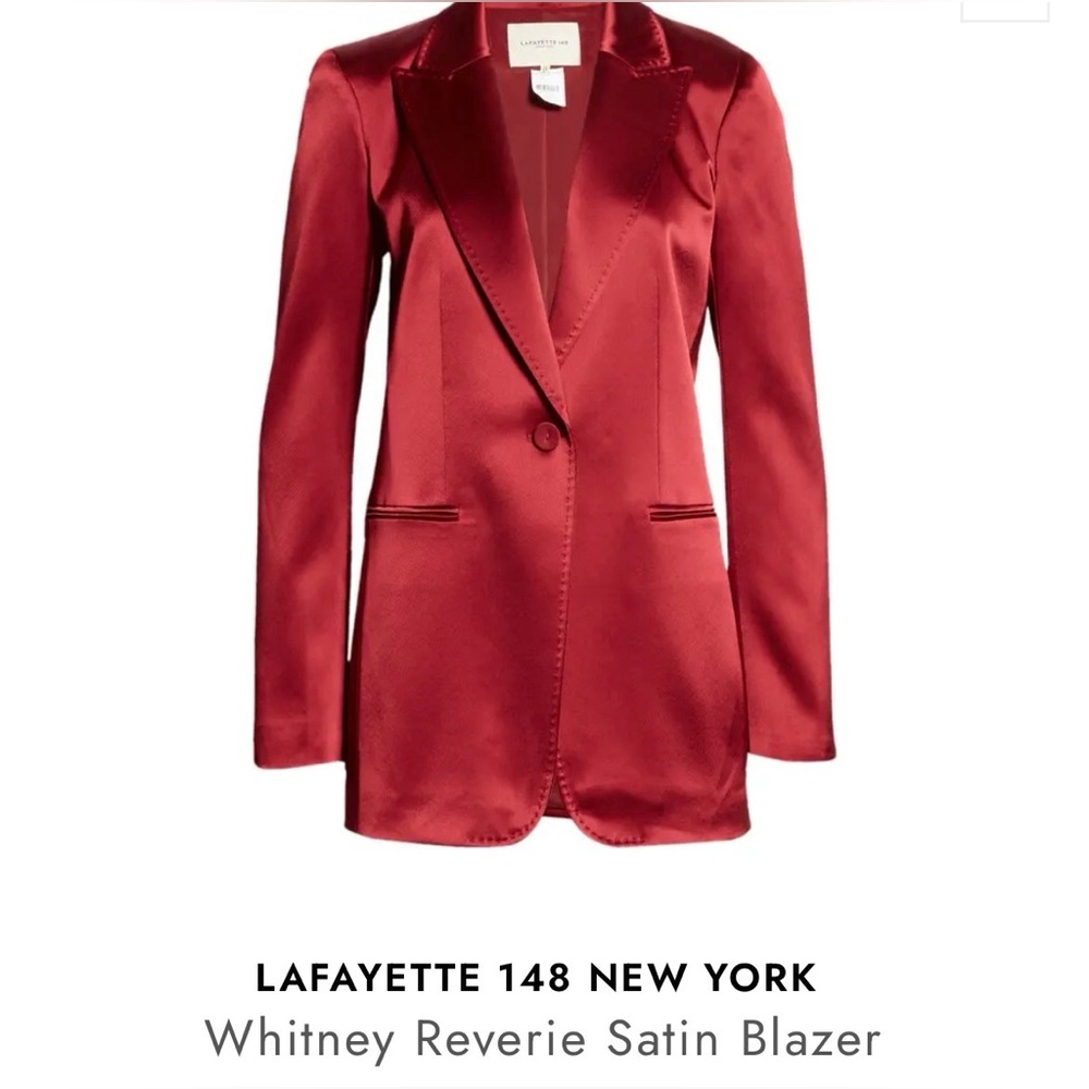 Lafayette 148 New York Satin Longline Blazer in Hibiscus